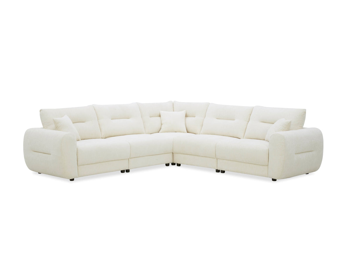 Canapé d'angle en velours chiné beige BALIANE