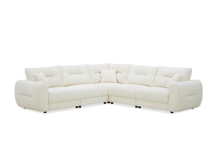 Canapé d'angle en velours chiné beige BALIANE