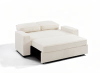 Canapé 3 places convertible en tissu bouclette écru JAMES