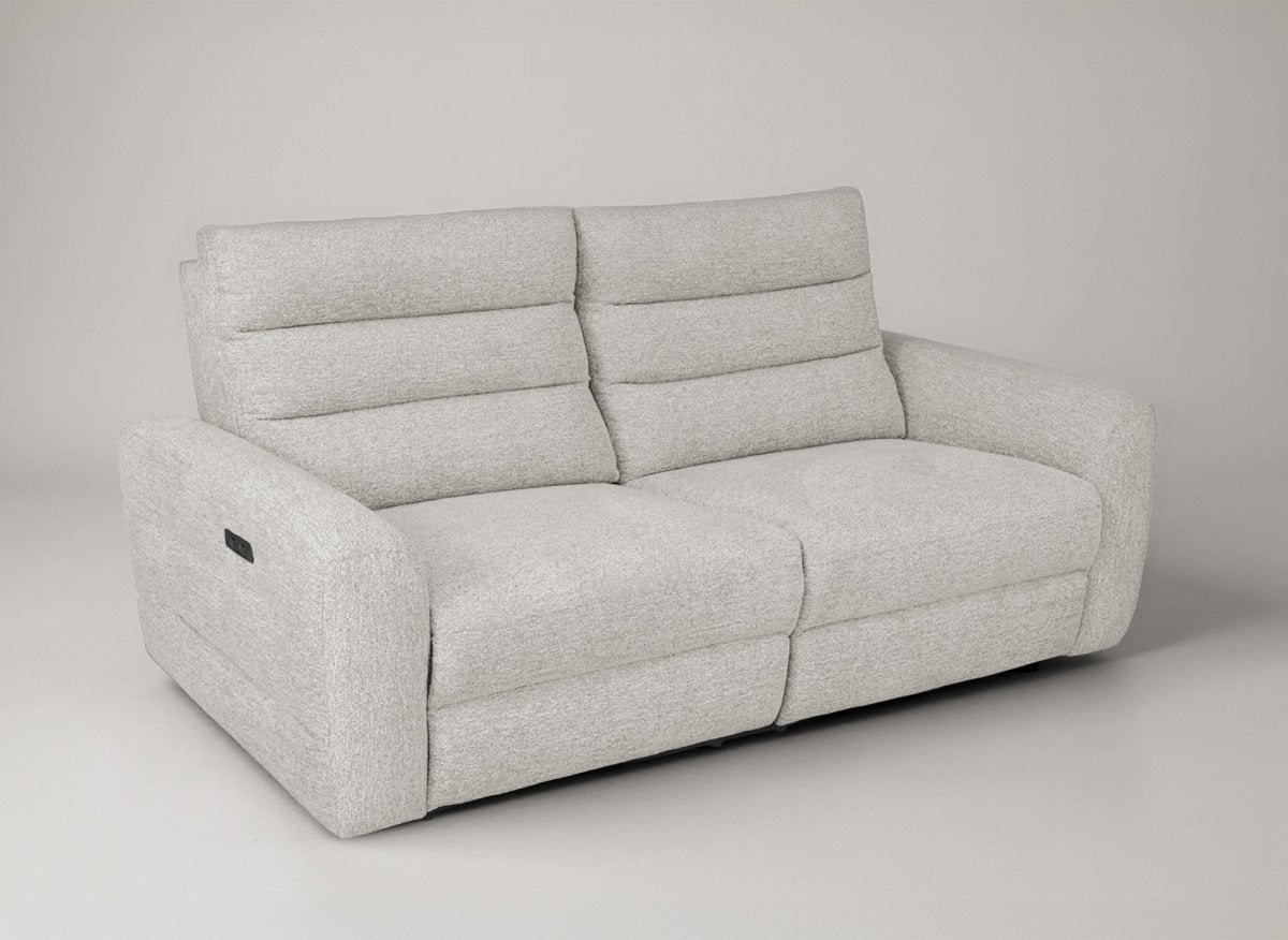 Canapé 3 places relax électrique en tissu bouclette beige DAVY