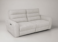 Canapé 3 places relax électrique en tissu bouclette beige DAVY