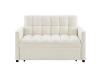 Canapé convertible 2 places en tissu bouclette écru JASPER