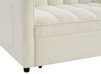 Canapé convertible 2 places en tissu bouclette écru JASPER