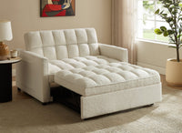 Canapé convertible 2 places en tissu bouclette écru JASPER