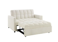 Canapé convertible 2 places en tissu bouclette écru JASPER