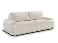 Canapé convertible 3 places avec coffre en velours côtelé épais beige MILO