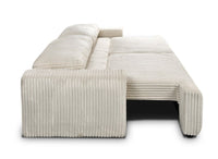 Canapé convertible 3 places avec coffre en velours côtelé épais beige MILO