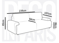 Canapé convertible 3 places avec coffre en velours côtelé épais beige MILO