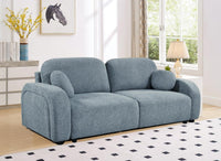 Canapé convertible 3 places en tissu texturé bleu MAYORA