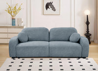 Canapé convertible 3 places en tissu texturé bleu MAYORA