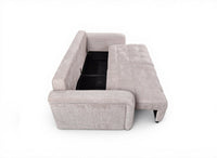 Canapé convertible avec coffre 3 places en velours chiné beige RALYA