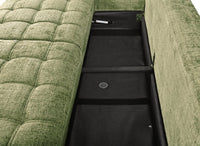 Canapé convertible avec coffre 3 places en velours chiné vert olive RALYA