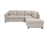 Canapé convertible avec coffre en velours chiné beige BARNEY - Angle droit