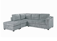 Canapé convertible avec coffre en velours chiné gris BARNEY - Angle gauche