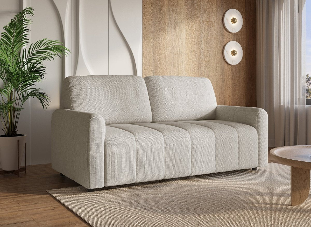 Canapé convertible express 3 places en tissu beige ISANDRO