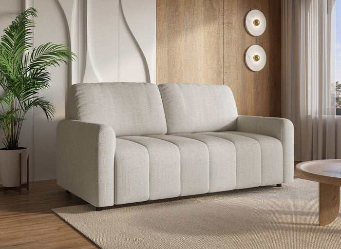 Canapé convertible express 3 places en tissu beige ISANDRO
