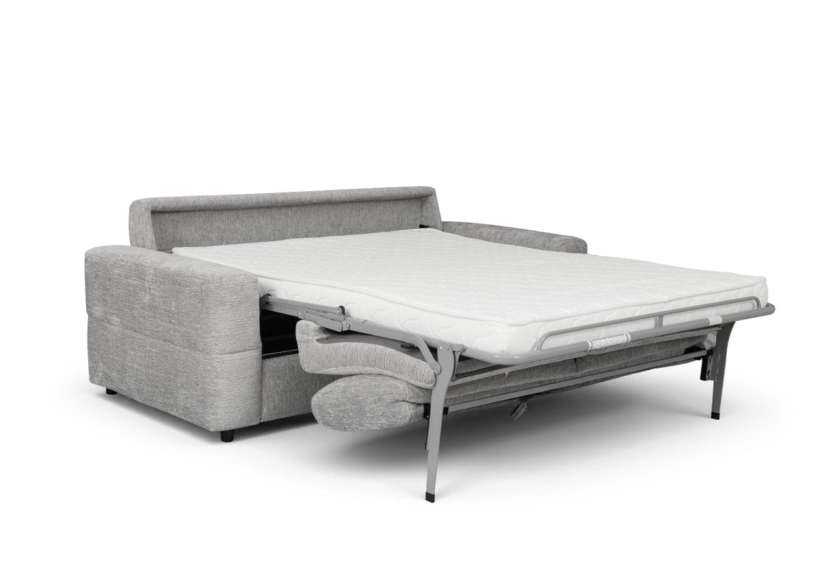 Canapé convertible express 3 places en velours chiné gris clair AMAURY