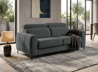 Canapé convertible express 3 places en velours texturé gris CALEB