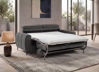 Canapé convertible express 3 places en velours texturé gris CALEB
