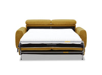 Canapé convertible express 3 places en velours texturé moutarde CALEB