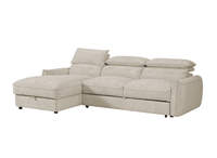 Canapé d'angle convertible avec coffre de rangement en velours chiné beige SAMINA - Angle gauche