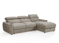 Canapé d'angle convertible avec coffre de rangement en velours chiné taupe SAMINA - Angle droit