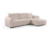 Canapé d'angle convertible avec coffre en tissu bouclette beige MARLA - Angle droit