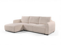 Canapé d'angle convertible avec coffre en tissu bouclette beige MARLA - Angle gauche