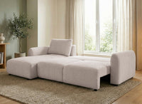 Canapé d'angle convertible avec coffre en tissu bouclette beige MARLA - Angle gauche