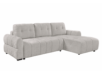 Canapé d'angle convertible avec coffre en velours chiné beige MAHLONE - Angle droit