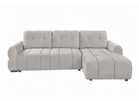 Canapé d'angle convertible avec coffre en velours chiné beige MAHLONE - Angle droit