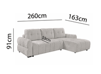 Canapé d'angle convertible avec coffre en velours chiné beige MAHLONE - Angle droit