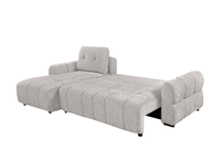 Canapé d'angle convertible avec coffre en velours chiné beige MAHLONE - Angle gauche