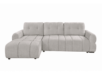 Canapé d'angle convertible avec coffre en velours chiné beige MAHLONE - Angle gauche