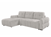 Canapé d'angle convertible avec coffre en velours chiné beige MAHLONE - Angle gauche