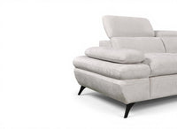 Canapé d'angle convertible avec coffre en velours chiné blanc écru LUFY - Angle droit