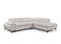 Canapé d'angle convertible avec coffre en velours chiné blanc écru LUFY - Angle droit