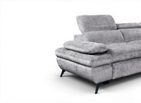 Canapé d'angle convertible avec coffre en velours chiné gris LUFY - Angle droit
