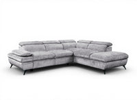 Canapé d'angle convertible avec coffre en velours chiné gris LUFY - Angle droit