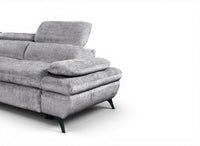 Canapé d'angle convertible avec coffre en velours chiné gris LUFY - Angle gauche