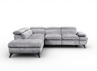 Canapé d'angle convertible avec coffre en velours chiné gris LUFY - Angle gauche