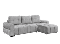 Canapé d'angle convertible avec coffre en velours chiné gris MAHLONE - Angle droit