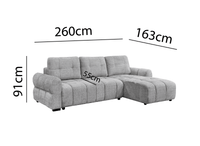 Canapé d'angle convertible avec coffre en velours chiné gris MAHLONE - Angle droit
