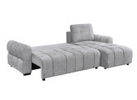 Canapé d'angle convertible avec coffre en velours chiné gris MAHLONE - Angle droit
