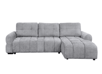 Canapé d'angle convertible avec coffre en velours chiné gris MAHLONE - Angle droit