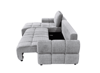 Canapé d'angle convertible avec coffre en velours chiné gris MAHLONE - Angle gauche