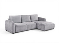 Canapé d'angle convertible avec coffre en velours chiné gris MARLA - Angle droit