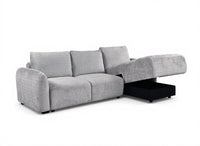 Canapé d'angle convertible avec coffre en velours chiné gris MARLA - Angle droit