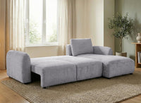 Canapé d'angle convertible avec coffre en velours chiné gris MARLA - Angle droit