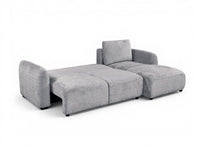 Canapé d'angle convertible avec coffre en velours chiné gris MARLA - Angle droit